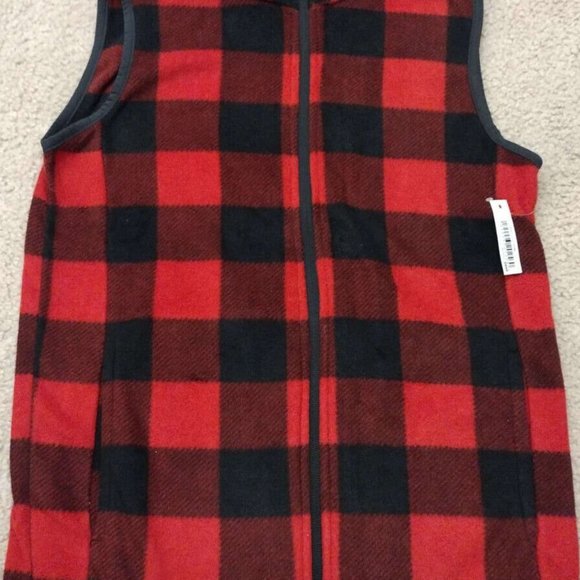 Red Buffalo Plaid Child's fleece Vest XL 12 Years Christmas Unisex Girl Boy - Picture 4 of 6